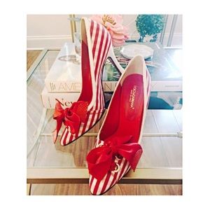 [D&G] Red and White Gingham Bow Pumps